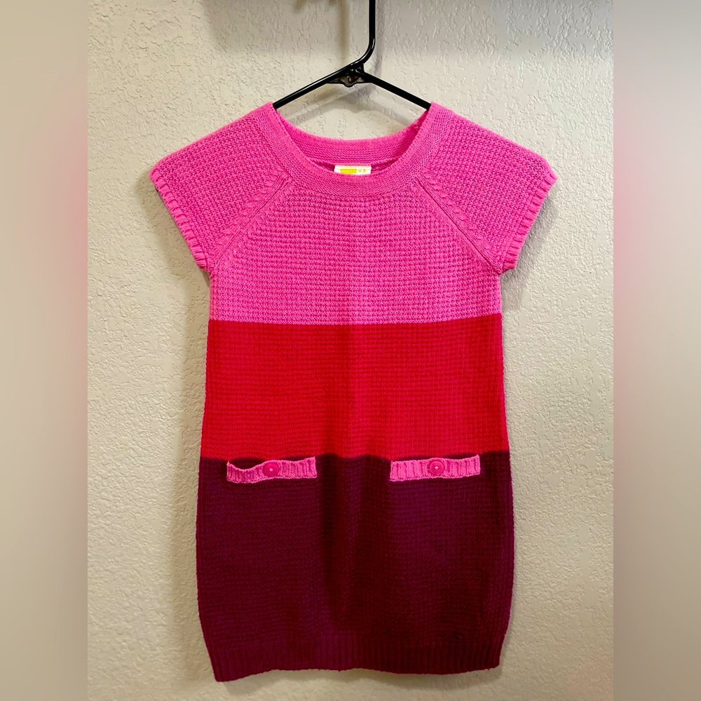 Crazy 8 Color Block Knit Pink Red Mauve Dress Size Small (5-6)